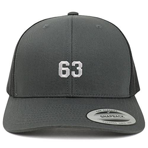 Trendy Apparel Shop Small Number 63 Embroidered 6 Panel Trucker Mesh Cap