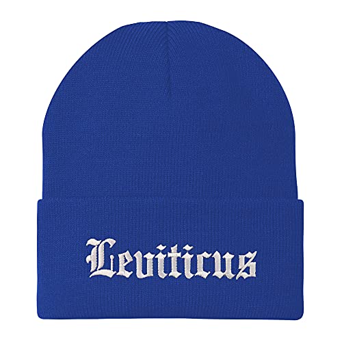 Trendy Apparel Shop Leviticus Old English Embroidered Long Cuff Beanie