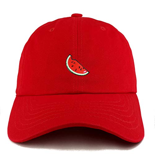 Trendy Apparel Shop Watermelon Patch Solid Cotton Unstructured Dad Hat - Red