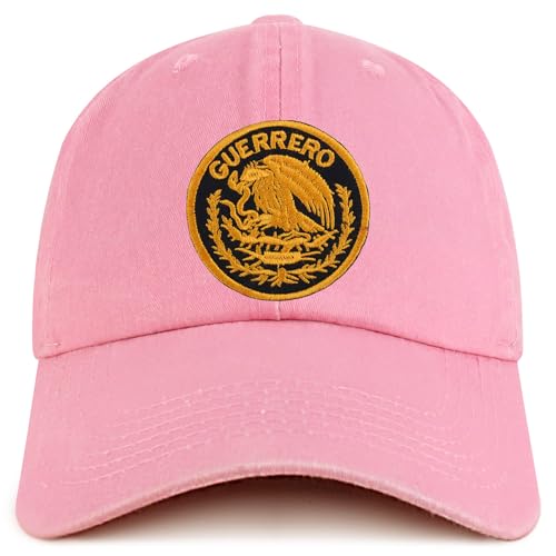 Trendy Apparel Shop Guerrero Mexico Gold Embroidered Patch Pigment Dyed Washed Baseball Cap