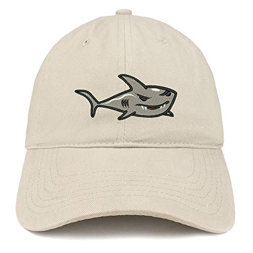 Trendy Apparel Shop Shark Embroidered Unstructured Cotton Dad Hat
