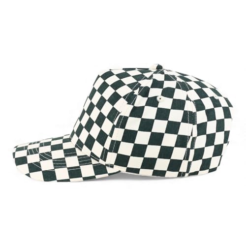 Trendy Apparel Shop Structured 5 Panel Checkered Print Baseball Cap