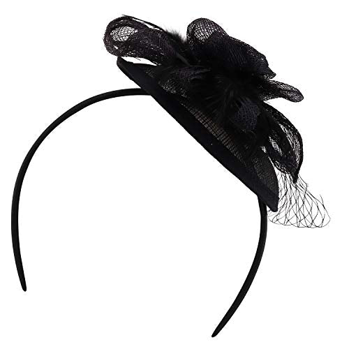Trendy Apparel Shop Sinamay Feather Rose Net Womens Fascinators Headband