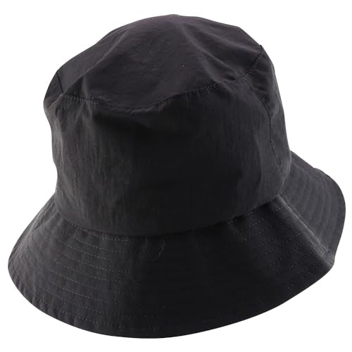 Trendy Apparel Shop Oversized Short Brim Waterproof Bucket Hat with Chin Strap