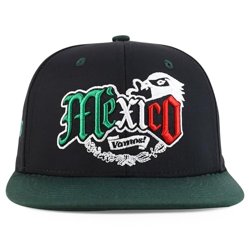 Trendy Apparel Shop 3D Mexico Embroidered Structured Flat Bill Snapback Cap