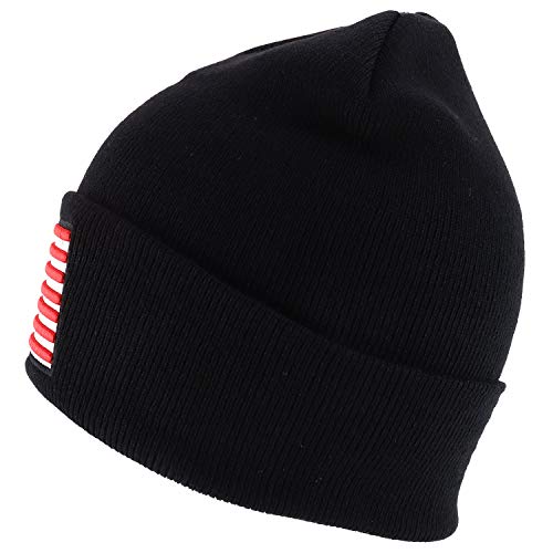 Trendy Apparel Shop 3D USA Flag Embroidered Winter Cuff Folded Long Beanie