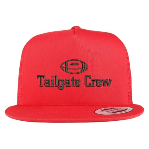 Trendy Apparel Shop Football Tailgate Crew Embroidered 5 Panel Flatbill Trucker Mesh Cap