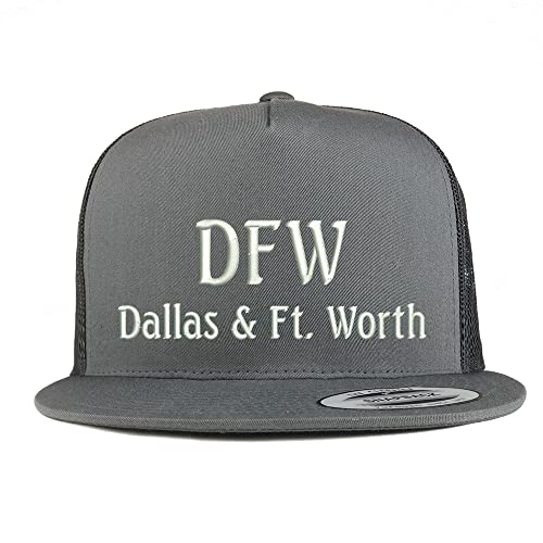 Trendy Apparel Shop DFW Dallas and Fort Worth Embroidered 5 Panel Flatbill Trucker Cap