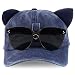 Trendy Apparel Shop Washed Cotton Cat Ear Baseball Cap with Sunglasses Holder