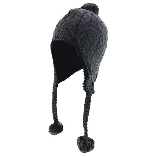 Trendy Apparel Shop Pom Pom Winter Ear Flaps Soft Fuzzy Peruvian Beanie Hat