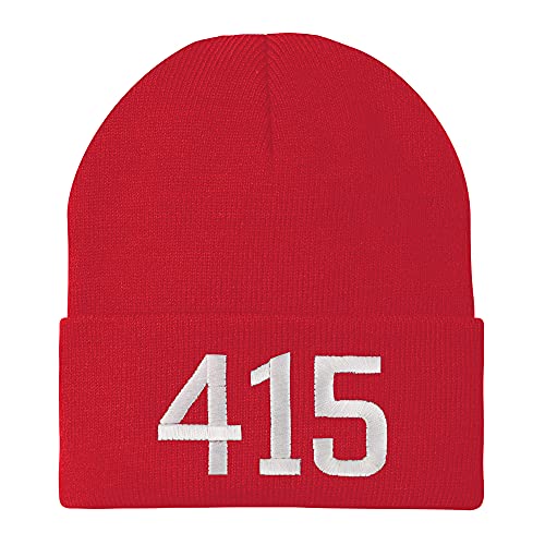 Trendy Apparel Shop 414 San Francisco CA Old English Embroidered Long Cuff Beanie