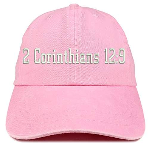 Trendy Apparel Shop 2 Corinthians 12:9 Washed Pigment Dyed Baseball Cap