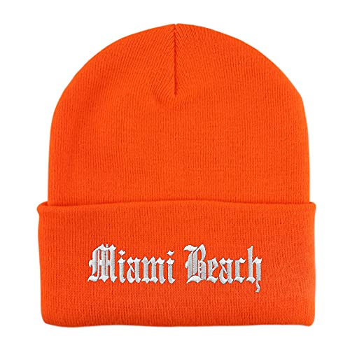 Trendy Apparel Shop Miami Beach Old English Embroidered Long Cuff Beanie