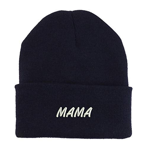 Trendy Apparel Shop Mama Embroidered Made in USA Cuff Folded Acylic Knit Winter Beanie Hat