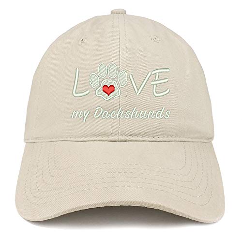 Trendy Apparel Shop I Love My Dachshunds Embroidered Soft Crown 100% Brushed Cotton Cap
