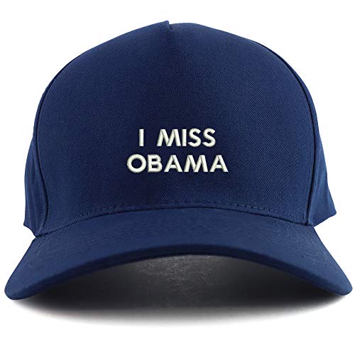 Trendy Apparel Shop I Miss Obama Embroidered Oversized 5 Panel XXL Baseball Cap