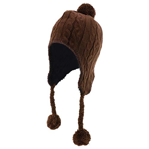 Trendy Apparel Shop Pom Pom Winter Ear Flaps Soft Fuzzy Peruvian Beanie Hat