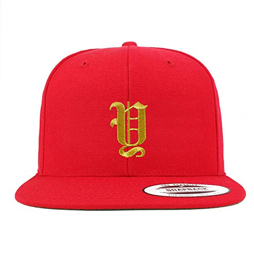 Trendy Apparel Shop Old English Gold Y Embroidered Snapback Flatbill Baseball Cap