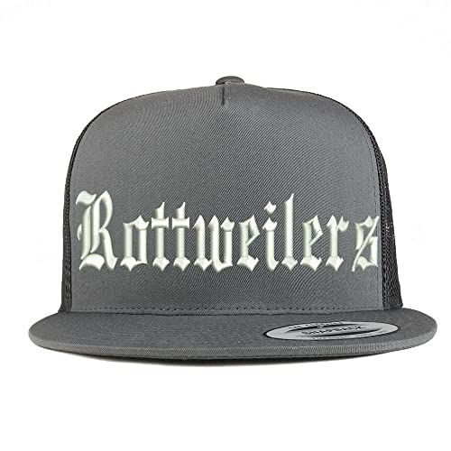 Trendy Apparel Shop Old English Rottweilers 5 Panel Flatbill Trucker Cap