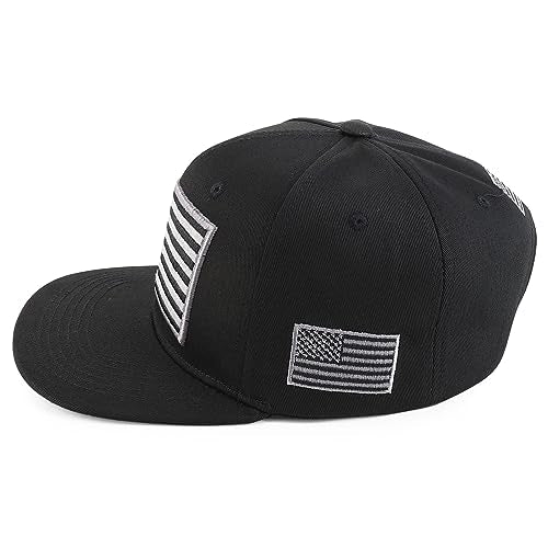 Trendy Apparel Shop Oversized USA Flag Embroidered Structured Flatbill Snapback Cap