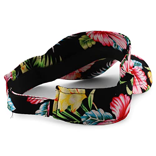 Trendy Apparel Shop Tropical Flower Hibiscus Pattern Print Summer Visor Cap