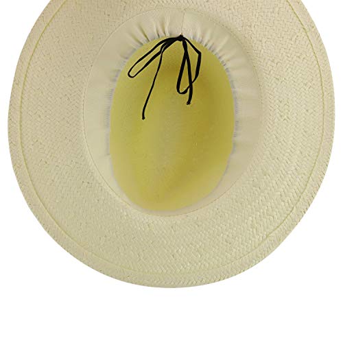 Trendy Apparel Shop Men's Toyo Braid Wide Band Large Brim Fedora Hat