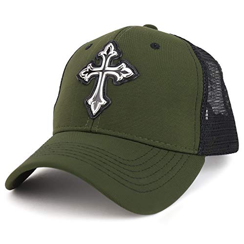 Trendy Apparel Shop High Frequency Cross Structured Trucker Mesh Cap