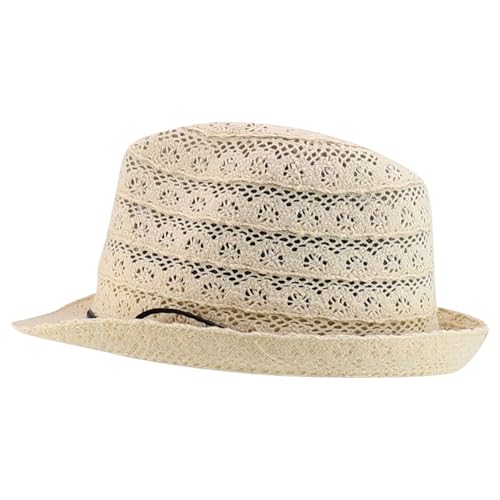 Trendy Apparel Shop Youth Size Girl's Cotton Lace Black Tie Fedora Hat