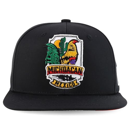 Trendy Apparel Shop Cities of Mexico with Rooster Embroidered Flatbill Snapback Cap