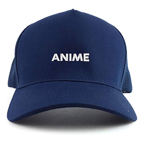 Trendy Apparel Shop Anime Embroidered Oversized 5 Panel XXL Trucker Mesh Cap