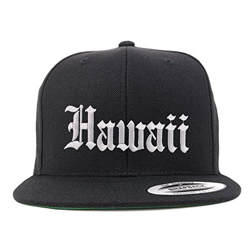 Trendy Apparel Shop Hawaii State Old English Embroidered Flatbill Snapback