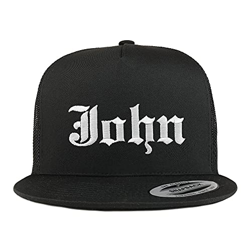 Trendy Apparel Shop John Old English 5 Panel Flatbill Trucker Cap