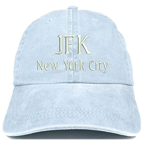Trendy Apparel Shop JFK New York City Embroidered Pigment Dyed Washed Baseball Cap