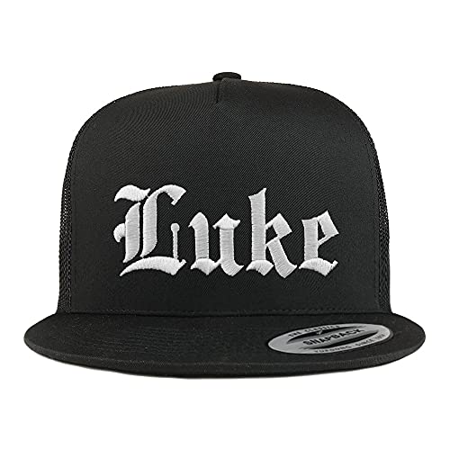 Trendy Apparel Shop Luke Old English 5 Panel Flatbill Trucker Cap
