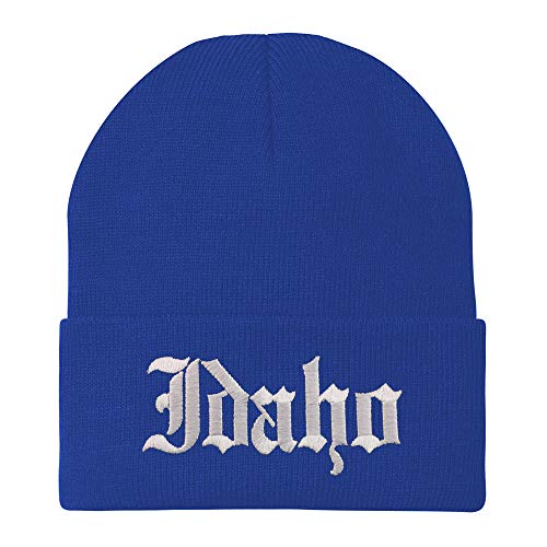 Trendy Apparel Shop Idaho State Old English Embroidered Long Cuff Beanie