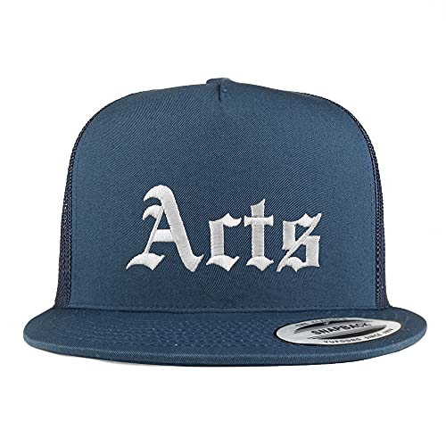 Trendy Apparel Shop Acts Old English 5 Panel Flatbill Trucker Cap
