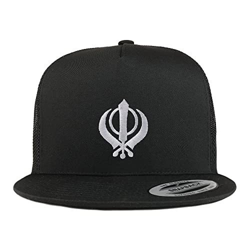 Trendy Apparel Shop Sikhism Embroidered 5 Panel Flatbill Trucker Cap