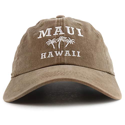 Trendy Apparel Shop Maui Hawaii with Palm Tree Embroidered Unstructured Baseball Cap
