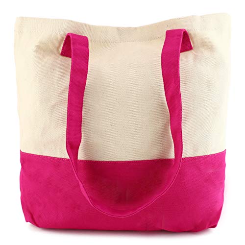 Trendy Apparel Shop Colorblock Cotton Twill Large Tote Bag