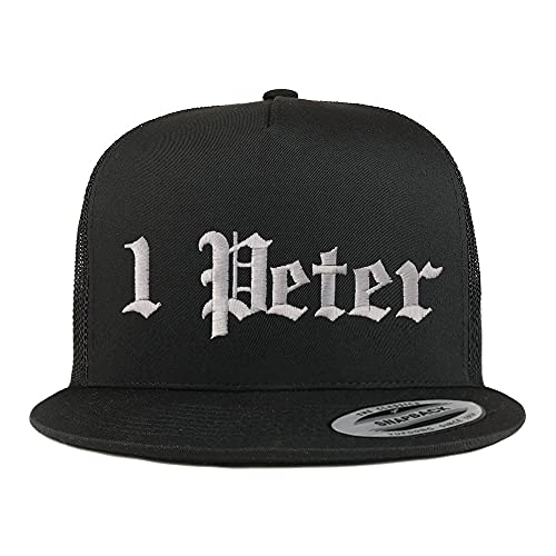 Trendy Apparel Shop 1 Peter Old English 5 Panel Flatbill Trucker Cap