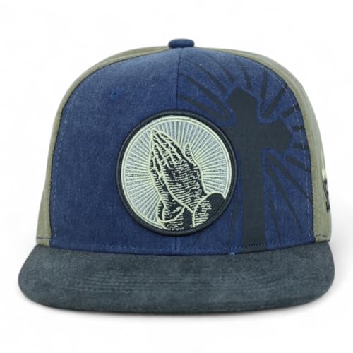 Trendy Apparel Shop Praying Hand Jesus Christian Washed Cotton Flat Bill Snapback Cap