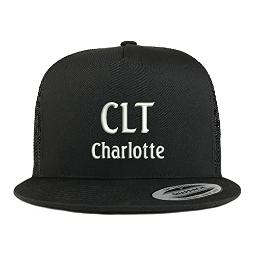 Trendy Apparel Shop CLT Charlotte Embroidered 5 Panel Flatbill Trucker Cap
