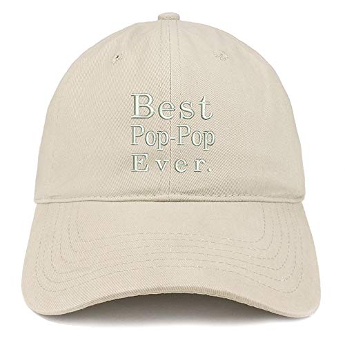 Trendy Apparel Shop Best Pop Pop Ever Embroidered Soft Crown 100% Brushed Cotton Cap