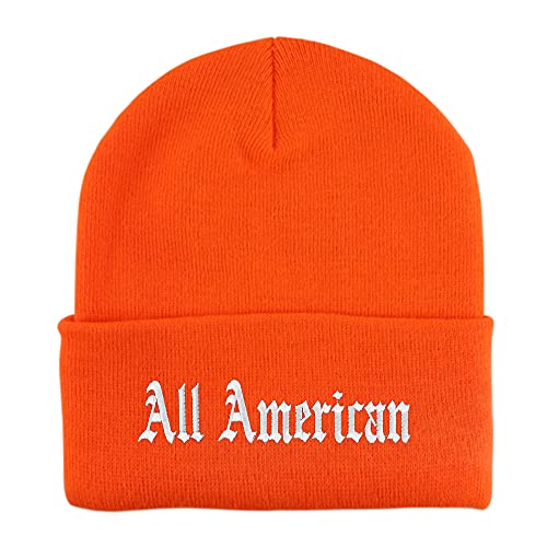 Trendy Apparel Shop All American Old English Embroidered Long Cuff Beanie