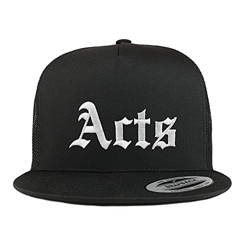 Trendy Apparel Shop Acts Old English 5 Panel Flatbill Trucker Cap