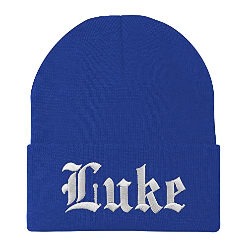 Trendy Apparel Shop Luke Old English Embroidered Long Cuff Beanie