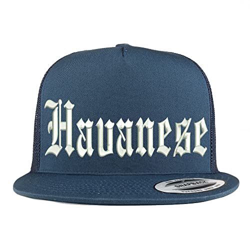 Trendy Apparel Shop Old English Havanese 5 Panel Flatbill Trucker Cap