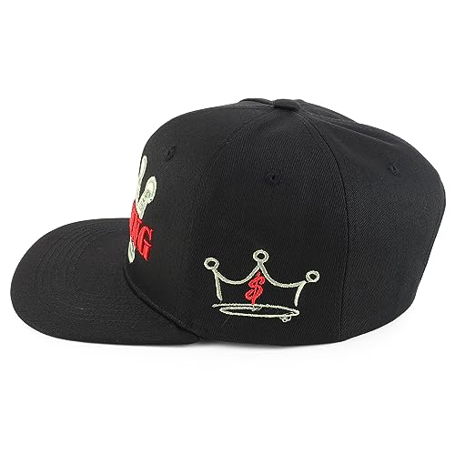 Trendy Apparel Shop 3D Crown Cash King Embroidered 6 Panel Flatbill Snapback Cap