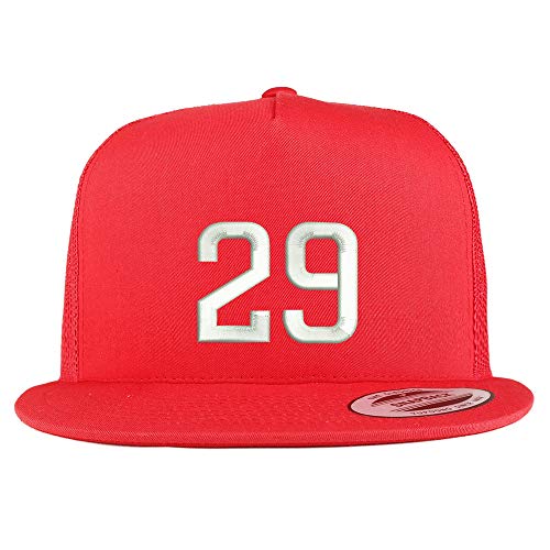 Trendy Apparel Shop Number 29 Embroidered 5 Panel Flatbill Trucker Mesh Cap