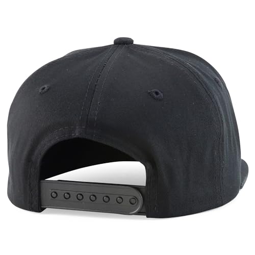 Trendy Apparel Shop 7 Panel Cotton Structured Flat Bill Camper Style Snapback Cap